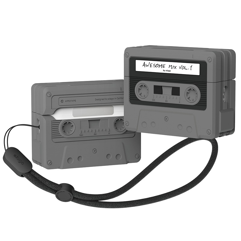 [9월의컬러] 엘라고 에어팟프로2 카세트 테이프 스트랩 케이스-다크그레이