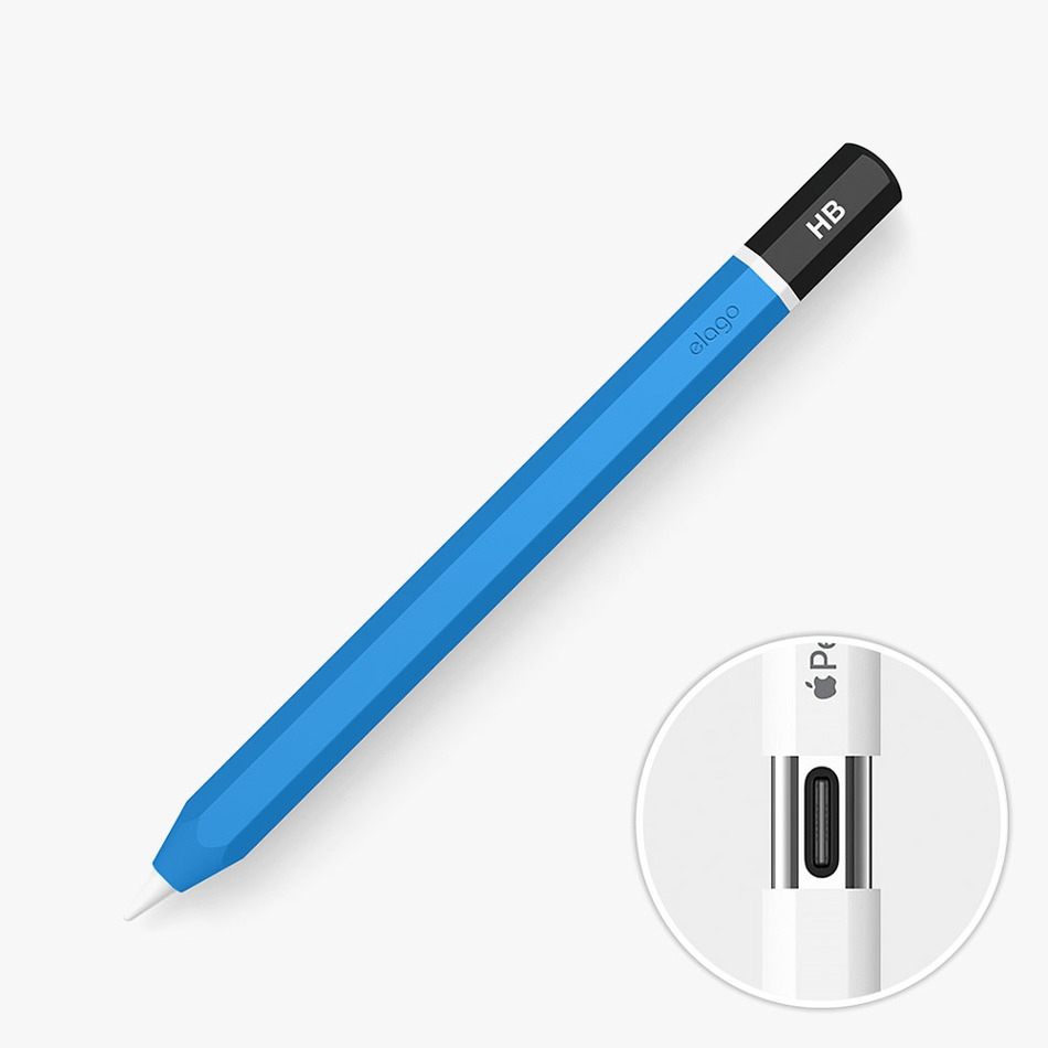 엘라고 코리아,[6월의컬러] 엘라고 애플펜슬 USB-C HB 연필 실리콘 케이스-블루